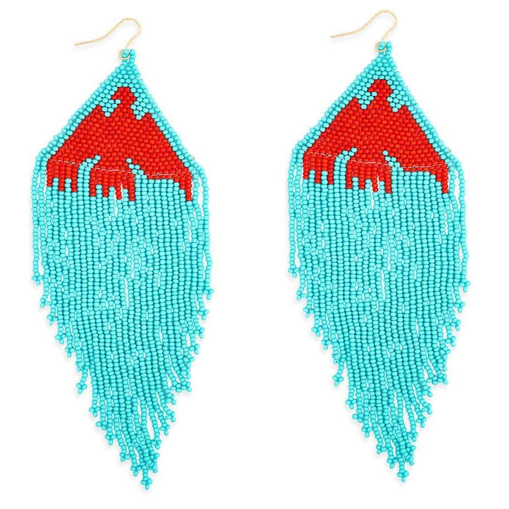 Thunderbird Soar Beaded Drop Earrings in Red & Turquoise